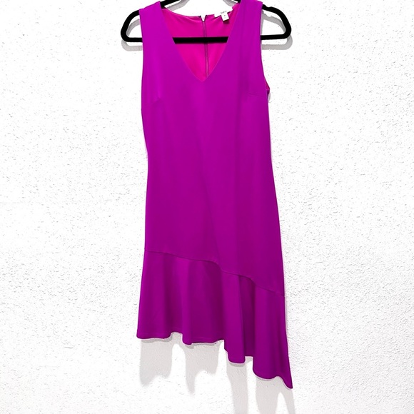 Bar III Pink Asymmetrical Sheath Dress V-Neck Cocktail Medium - Picture 3 of 8